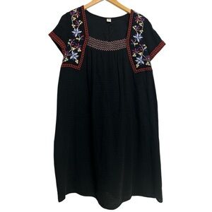 Old Navy Black Casual Gauze Sundress Embroidered Detail  Medium